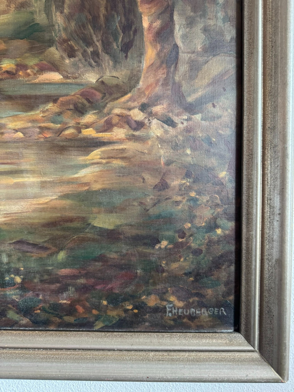 Ölgemälde Sumpf Landschaft signiert F. Heuberger
