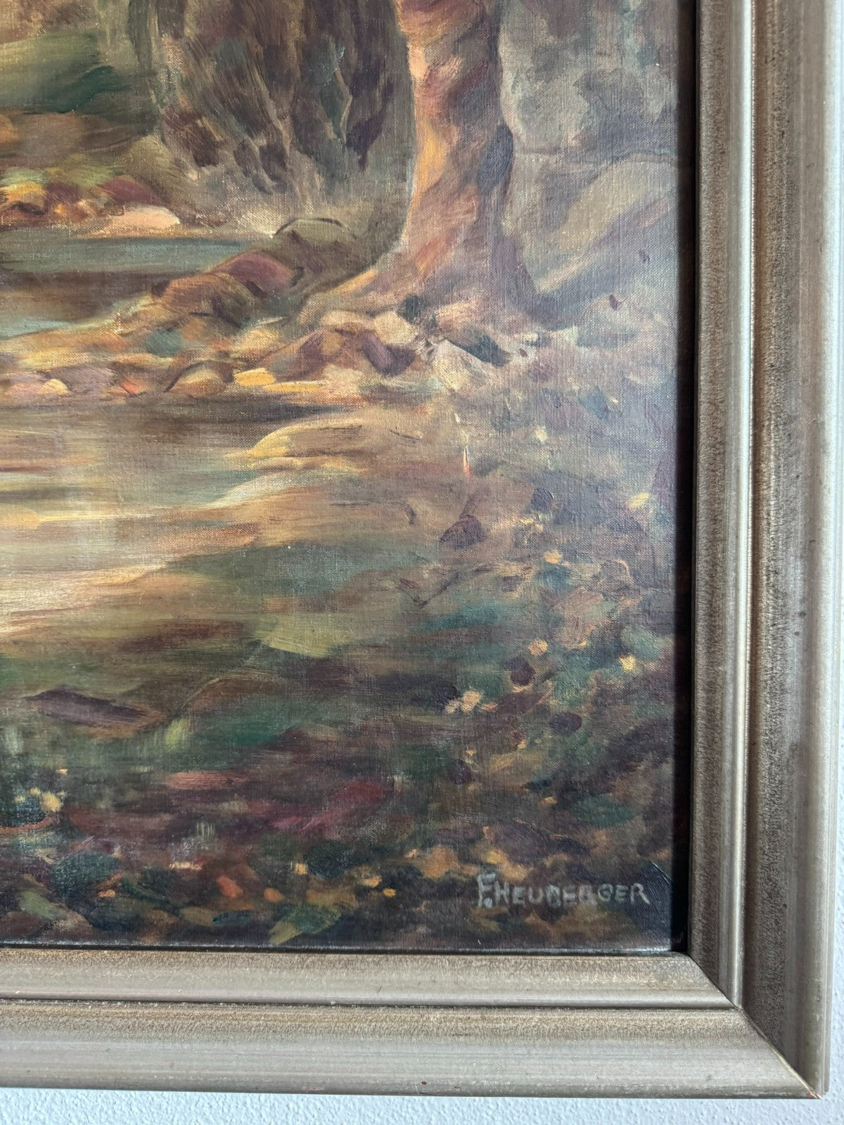 Ölgemälde Sumpf Landschaft signiert F. Heuberger