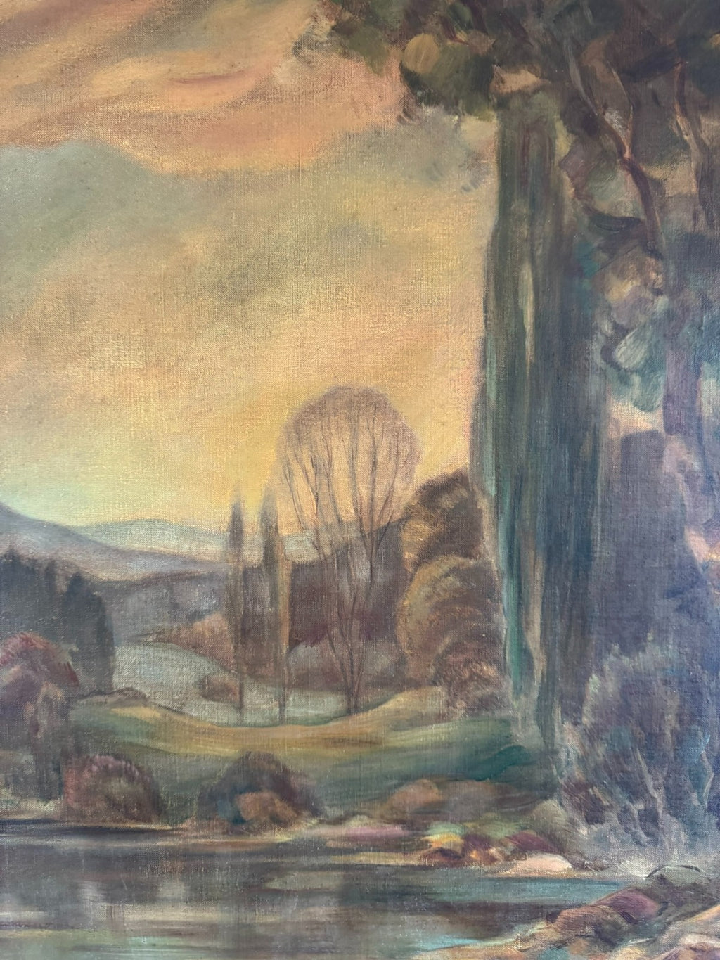 Ölgemälde Sumpf Landschaft signiert F. Heuberger