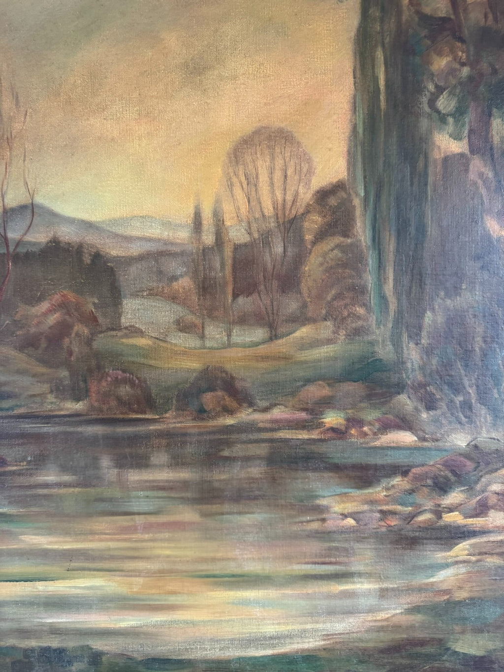 Ölgemälde Sumpf Landschaft signiert F. Heuberger
