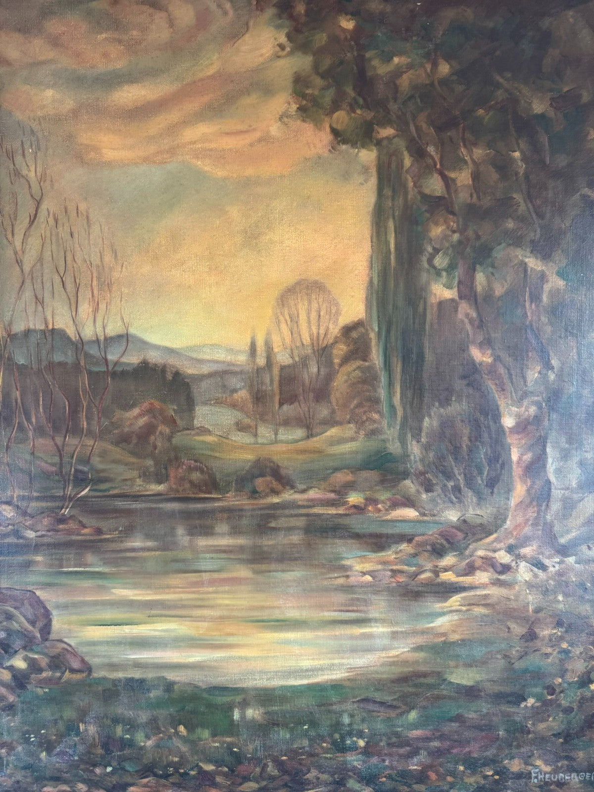 ÖLGEMÄLDE SUMPF LANDSCHAFT SIGNIERT F. HEUBERGER