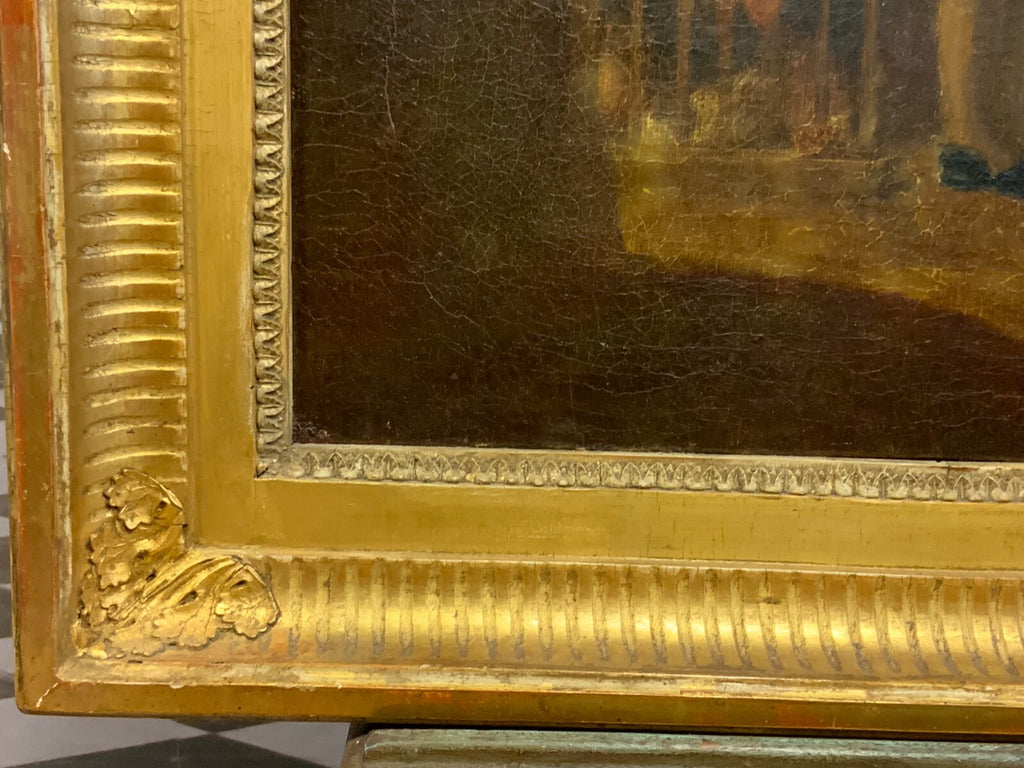 Antikes Barock Gemälde Ölgemälde 18 tes Jhdt Personen der Arztbesuch