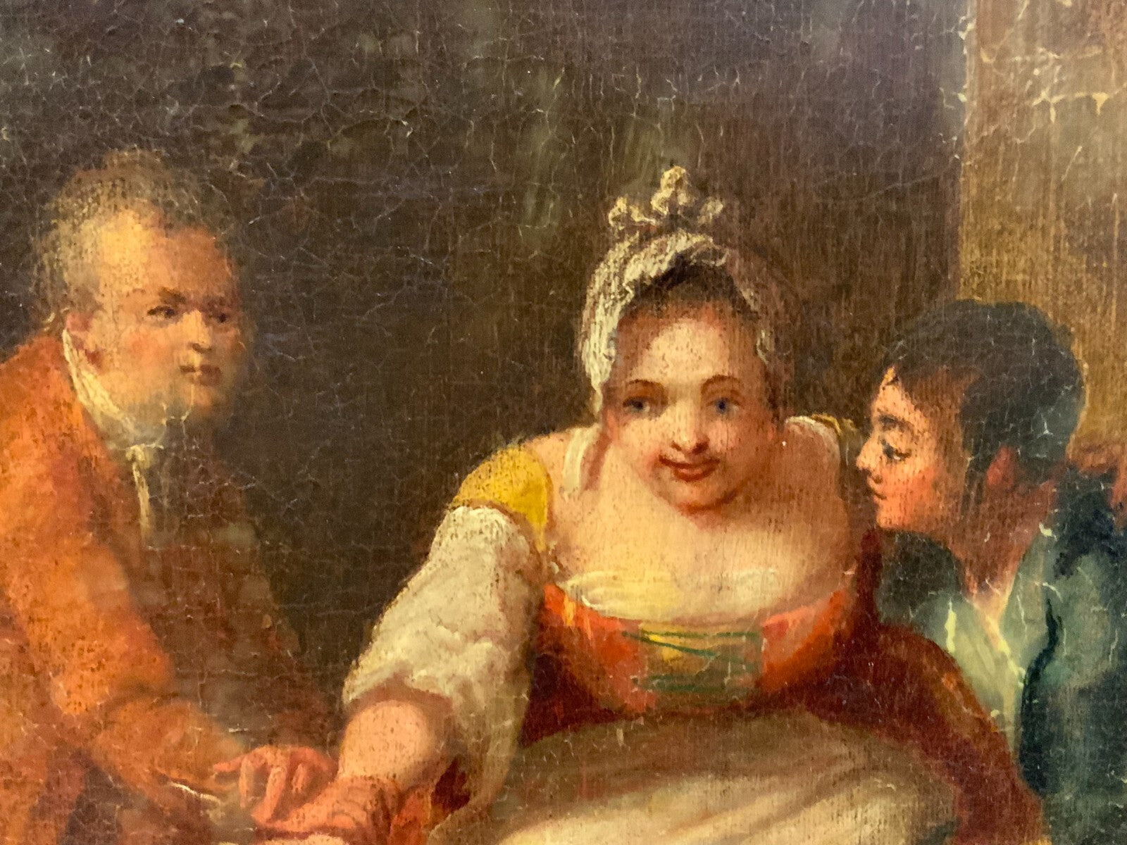 Antikes Barock Gemälde Ölgemälde 18 tes Jhdt Personen der Arztbesuch