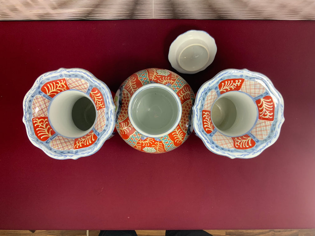 3x Prunkvase Set Porzellan Vasen Imari Stil Top Zustand