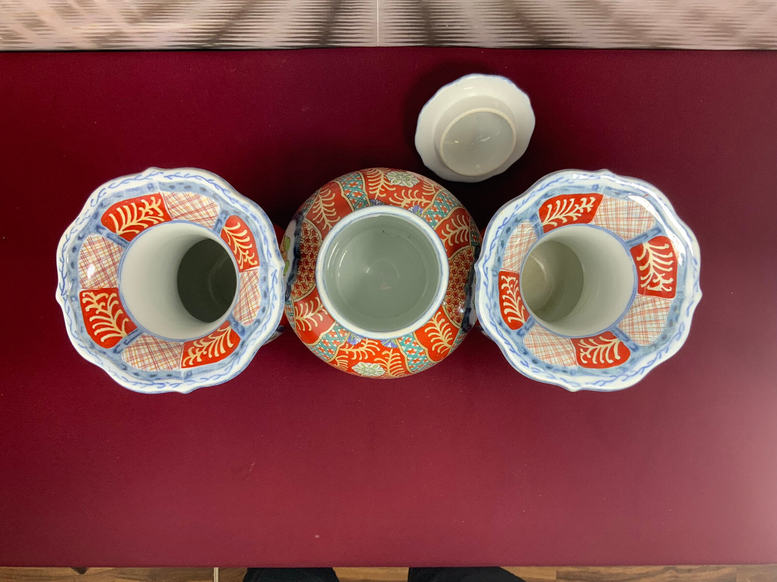 3x Prunkvase Set Porzellan Vasen Imari Stil Top Zustand