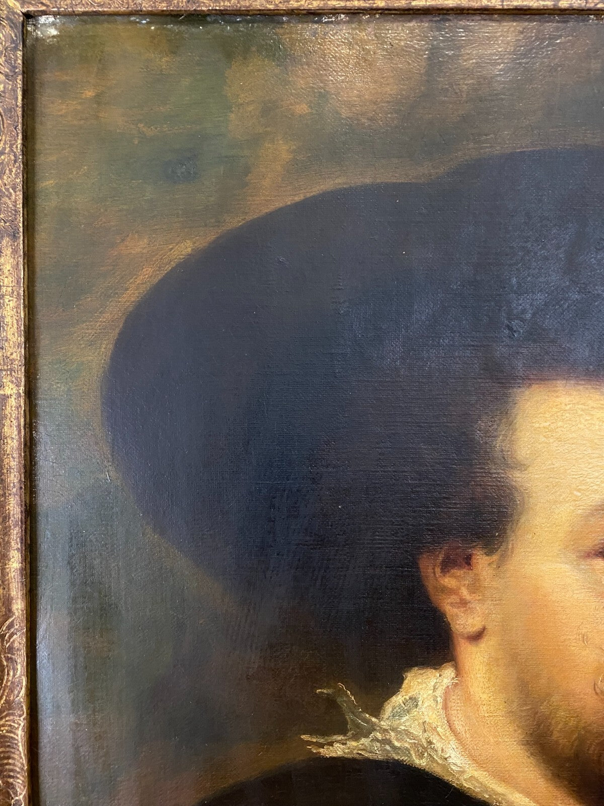 Antikes Ölgemälde um 1900 Selbstportrait nach Peter Paul Rubens Mann mit Hut
