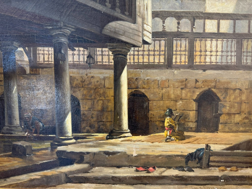 Cavaliero Antonio Scognamiglio Ölgemälde Beduine beim Gebet in der Ruine 19JHDT