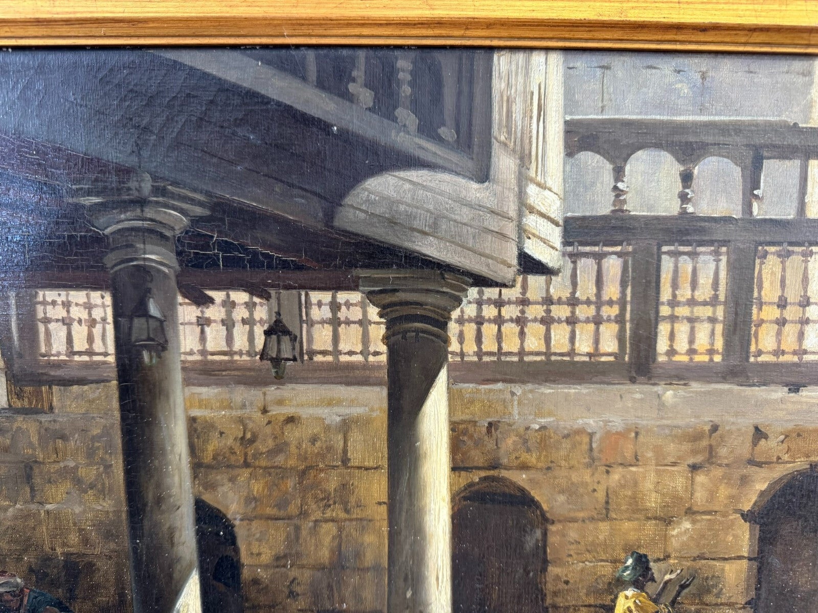 Cavaliero Antonio Scognamiglio Ölgemälde Beduine beim Gebet in der Ruine 19JHDT