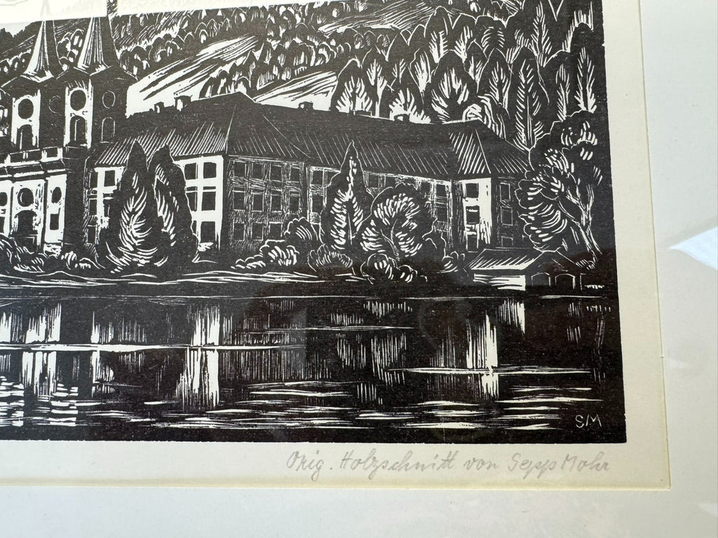 Sepp Mohr (1899-1981) Holzschnitt Schloss Tegernsee