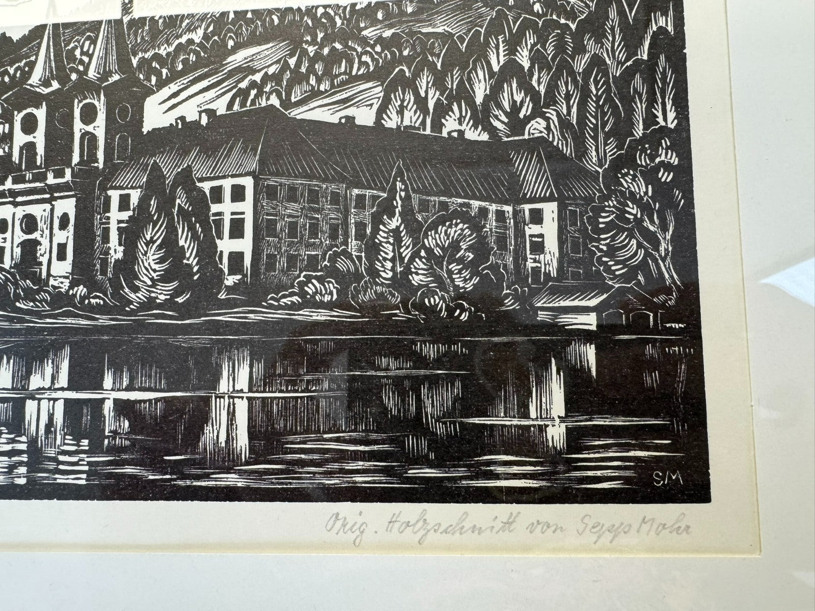 Sepp Mohr (1899-1981) Holzschnitt Schloss Tegernsee