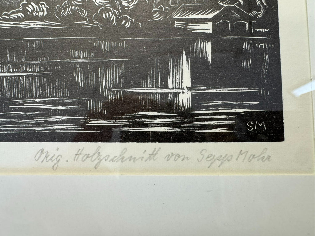 Sepp Mohr (1899-1981) Holzschnitt Schloss Tegernsee