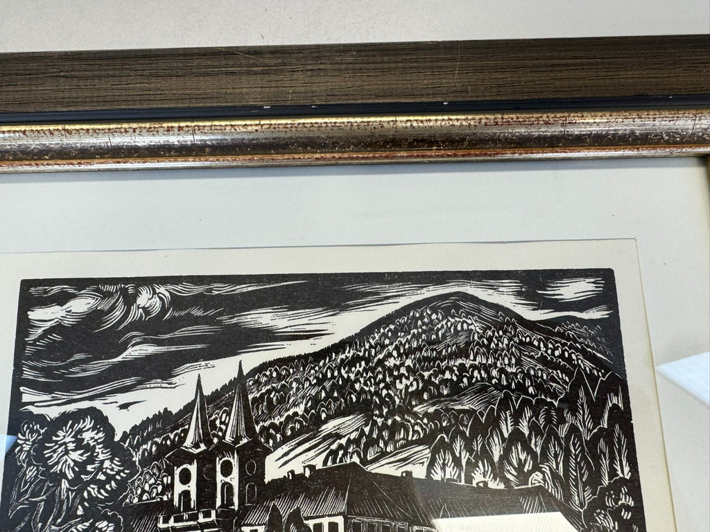 Sepp Mohr (1899-1981) Holzschnitt Schloss Tegernsee