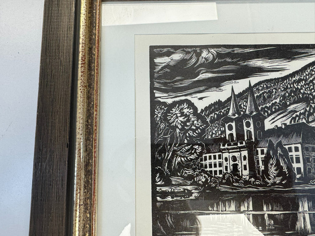 Sepp Mohr (1899-1981) Holzschnitt Schloss Tegernsee