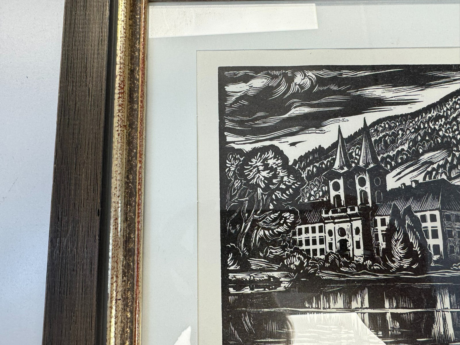 Sepp Mohr (1899-1981) Holzschnitt Schloss Tegernsee