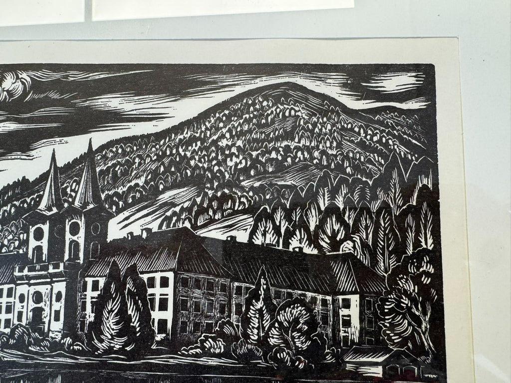 Sepp Mohr (1899-1981) Holzschnitt Schloss Tegernsee