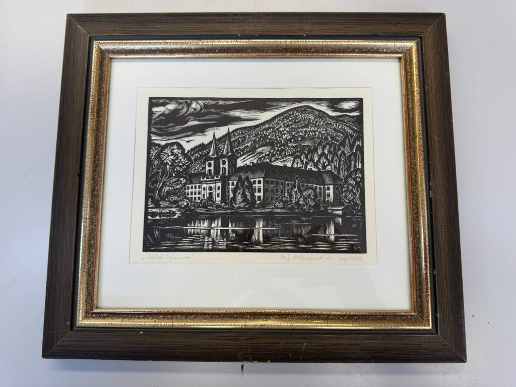 Sepp MOHR (1899-1981) HOLZSCHNITT SCHLOSS TEGERNSEE