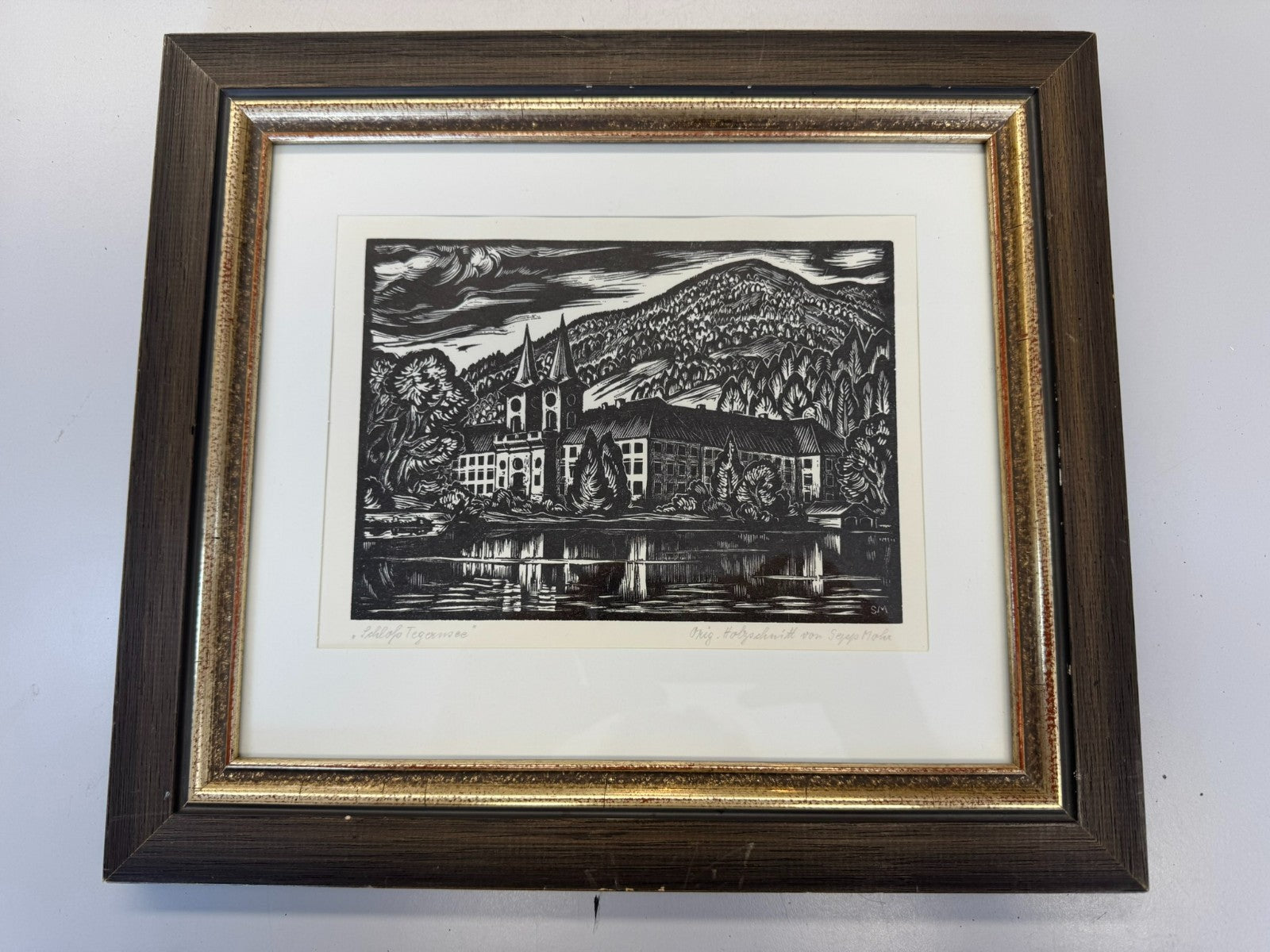 Sepp MOHR (1899-1981) HOLZSCHNITT SCHLOSS TEGERNSEE
