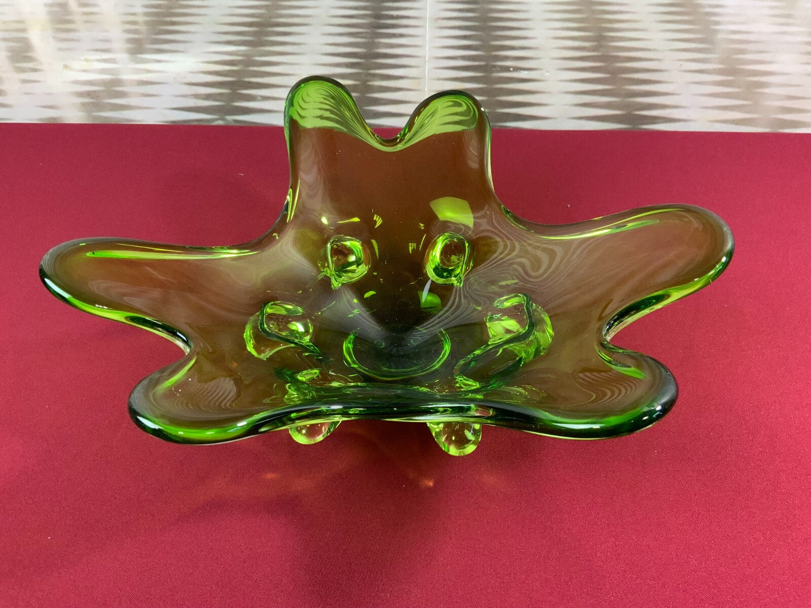 GROSSE SCHALE AUS GLAS HANDARBEIT KÜNSTLERGLAS 2,2kg 35cm DURCHMESSER