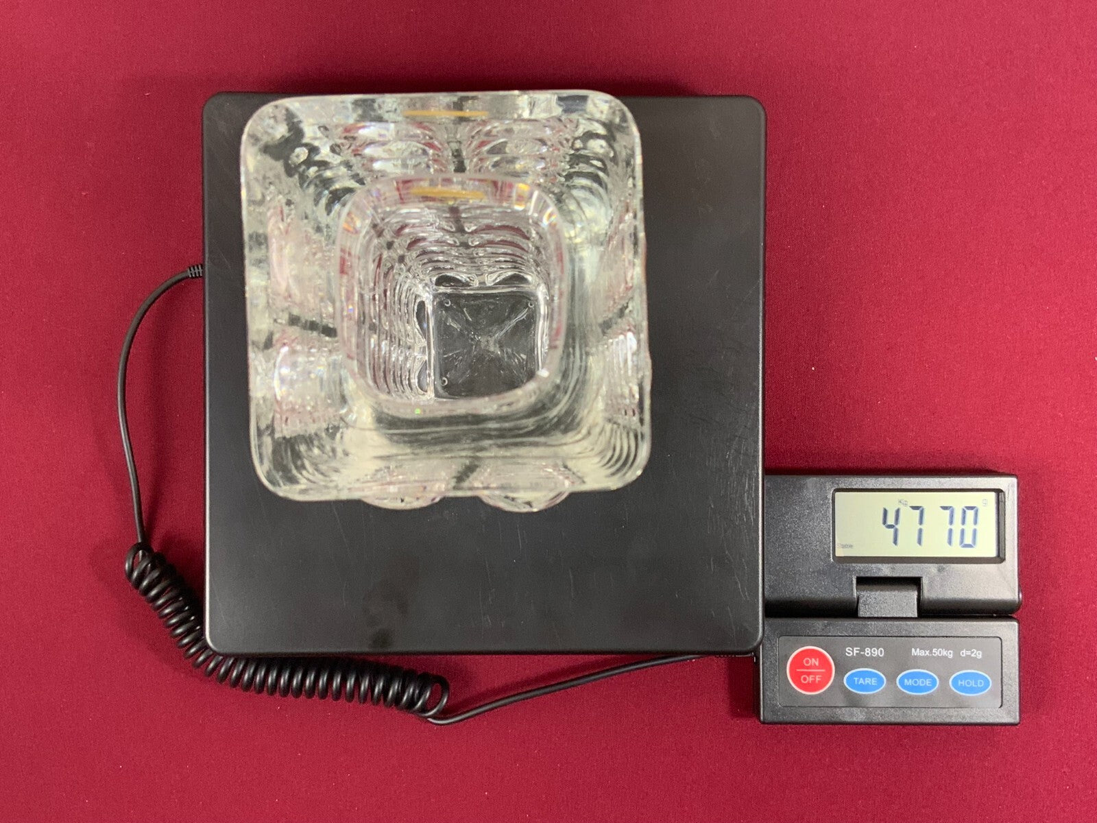Massive Vase aus Glas Ichendorf Blockvase 4,7kg 29cm hoch Noppen Op Art