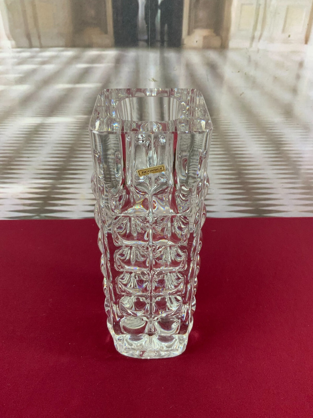 Massive Vase aus Glas Ichendorf Blockvase 4,7kg 29cm hoch Noppen Op Art