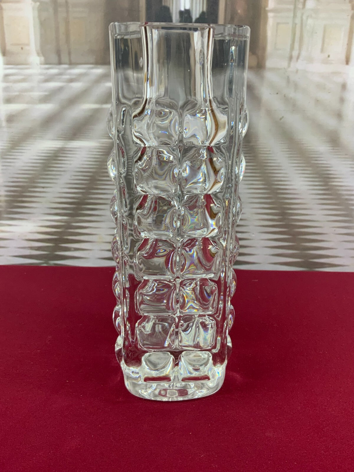 Massive Vase aus Glas Ichendorf Blockvase 4,7kg 29cm hoch Noppen Op Art
