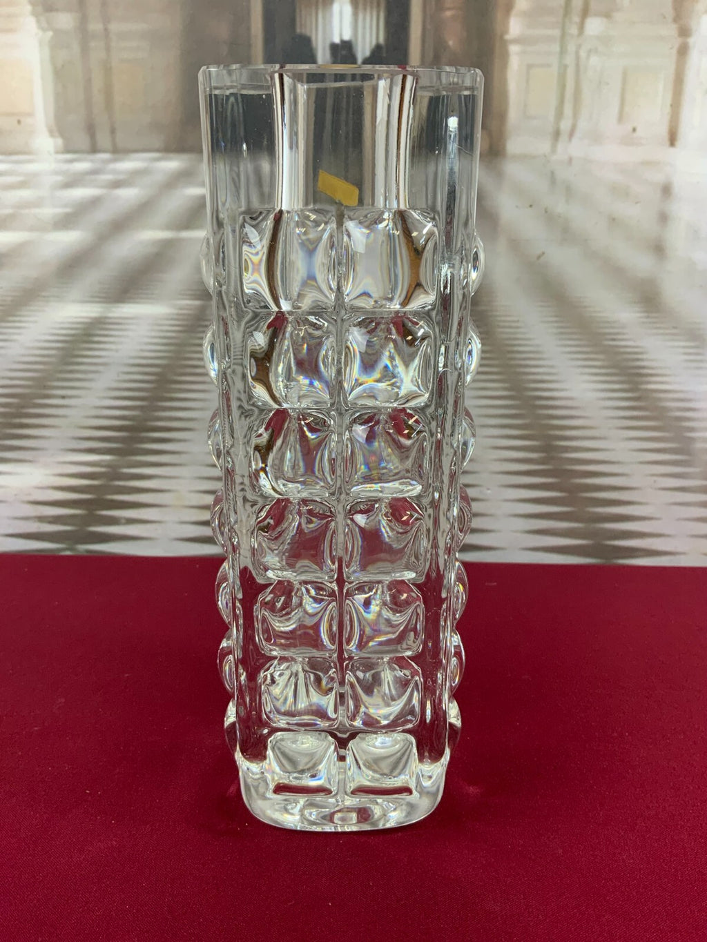Massive Vase aus Glas Ichendorf Blockvase 4,7kg 29cm hoch Noppen Op Art