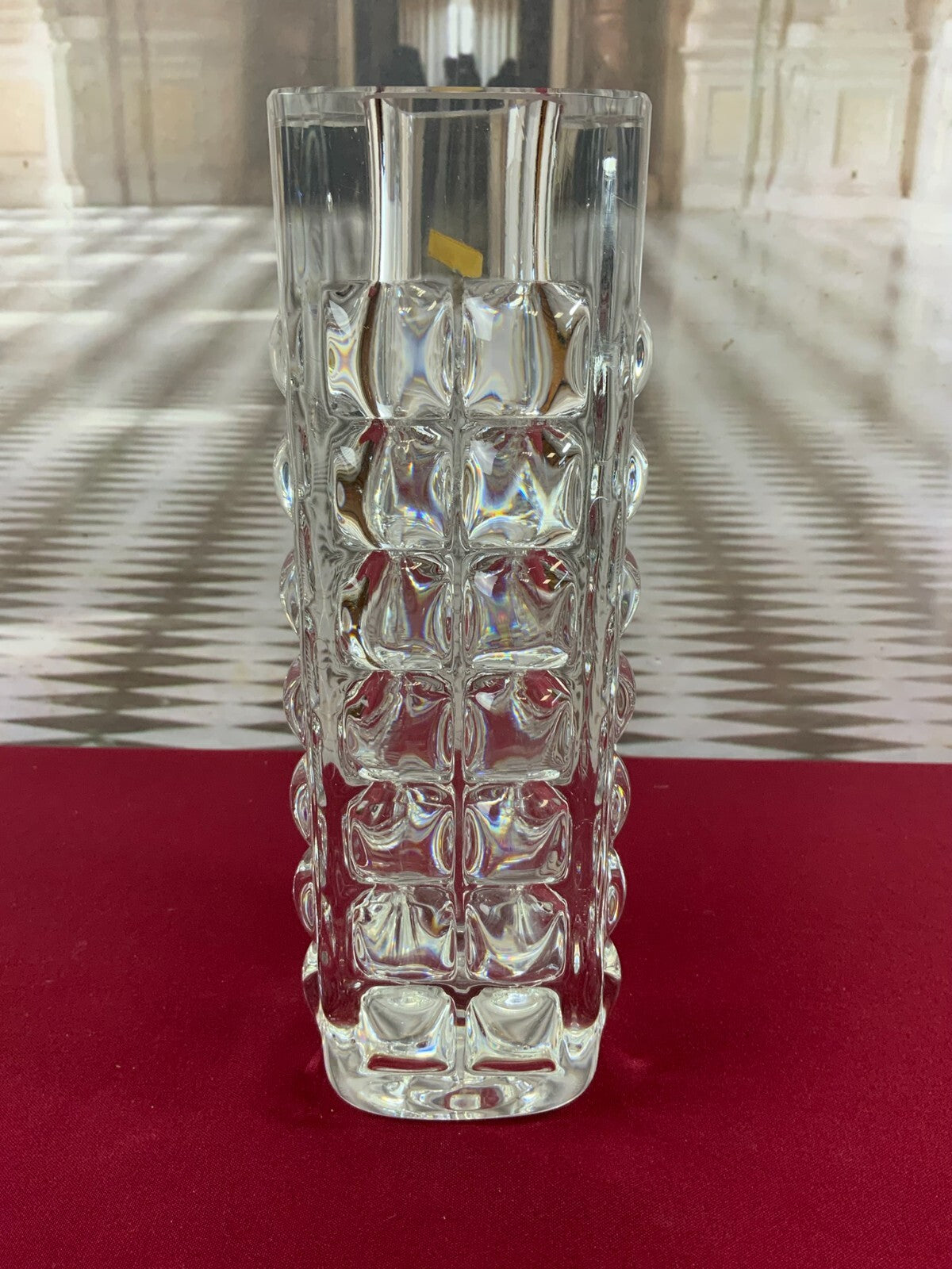 Massive Vase aus Glas Ichendorf Blockvase 4,7kg 29cm hoch Noppen Op Art