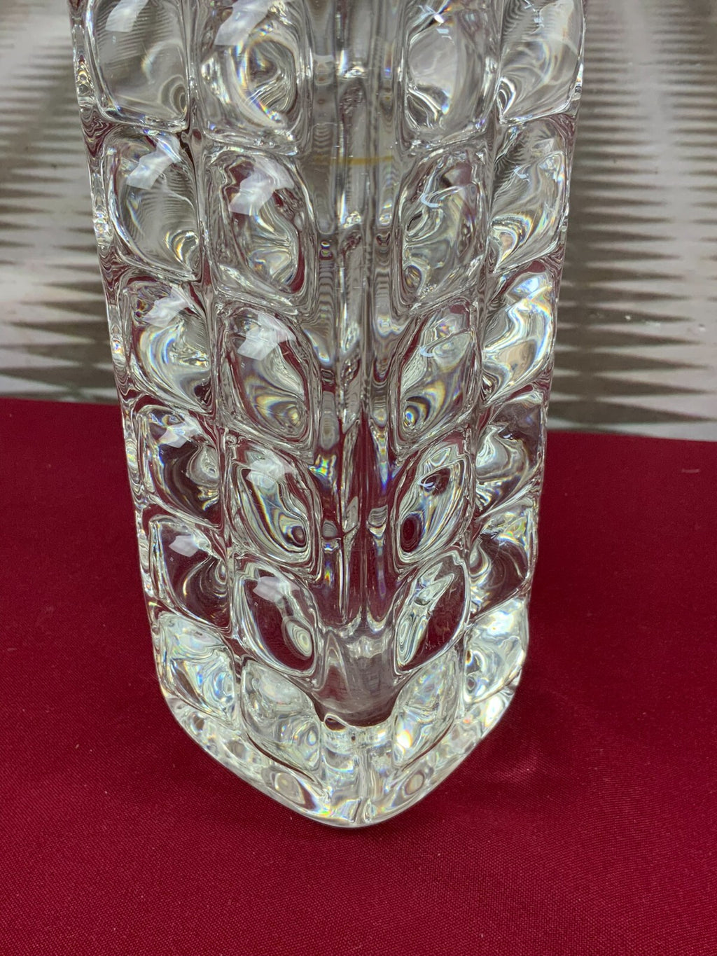 Massive Vase aus Glas Ichendorf Blockvase 4,7kg 29cm hoch Noppen Op Art