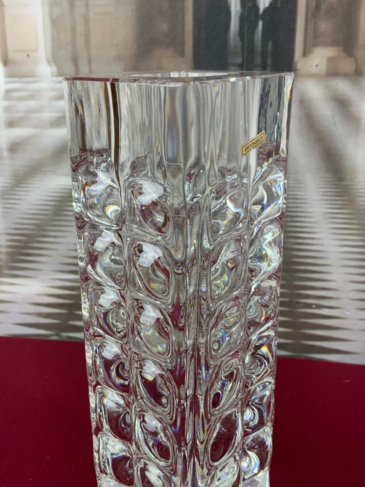 Massive Vase aus Glas Ichendorf Blockvase 4,7kg 29cm hoch Noppen Op Art