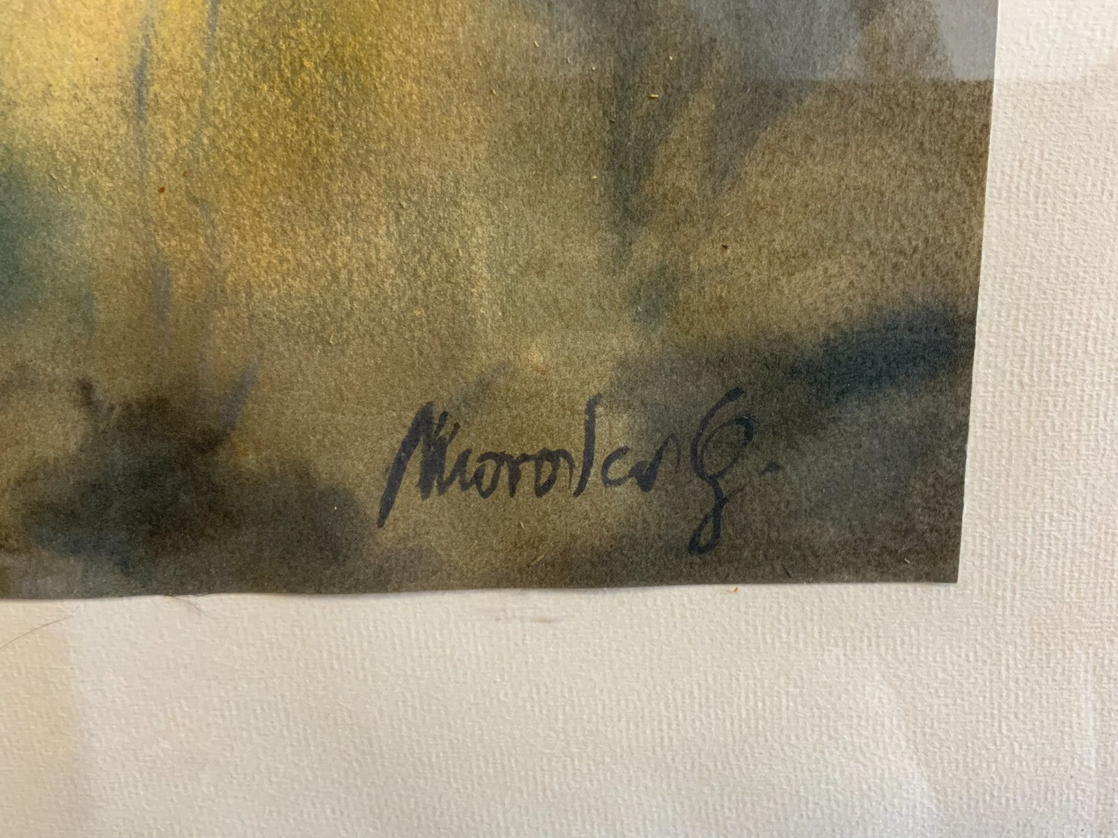 Gottfried Moroder (1921-2016) Aquarell Dorf Häuserzeile vor Gebirge