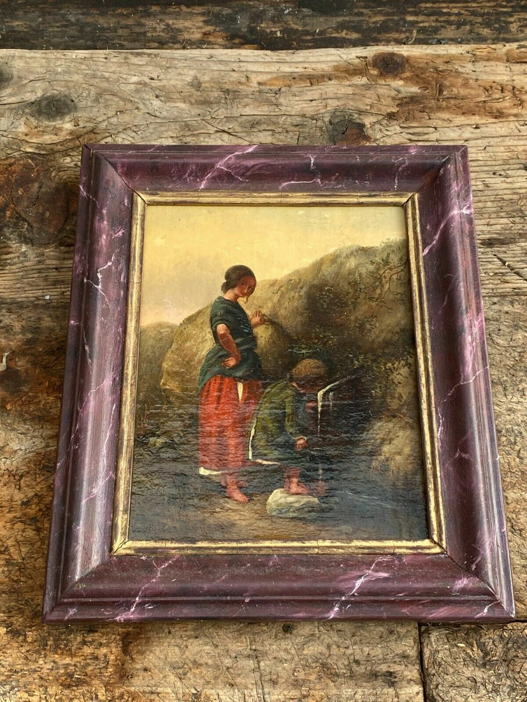 Ölgemälde Frau mit Mädchen Thomas Kent Pelham Attr. Gemälde Öl auf Leinwand
