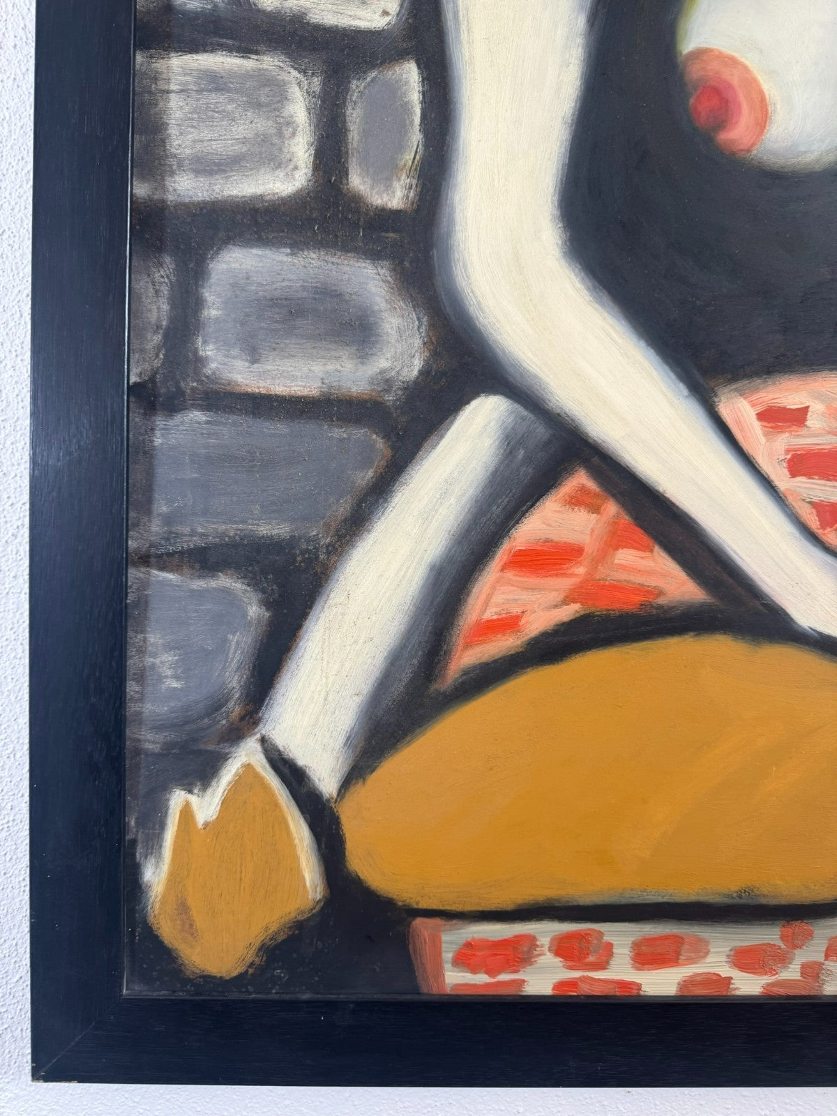 Modernes Ölgemälde von 1980 Akt Erotik Portrait signiert Huber 70x102cm