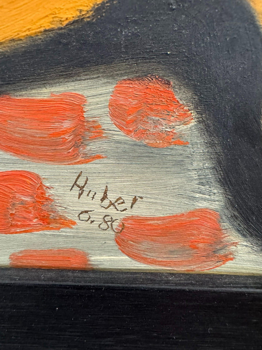 Modernes Ölgemälde von 1980 Akt Erotik Portrait signiert Huber 70x102cm