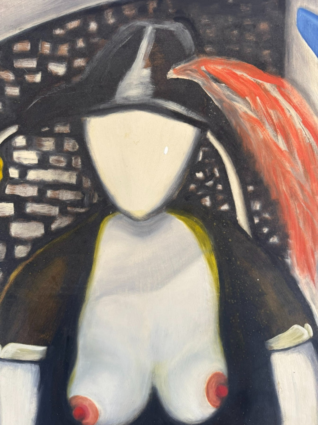 Modernes Ölgemälde von 1980 Akt Erotik Portrait signiert Huber 70x102cm