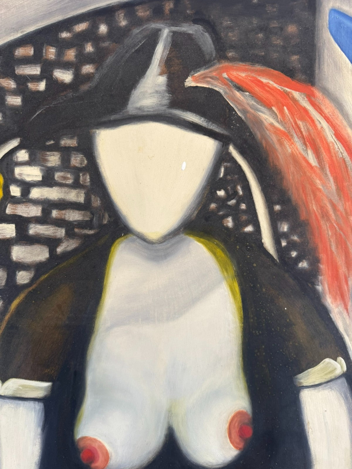 Modernes Ölgemälde von 1980 Akt Erotik Portrait signiert Huber 70x102cm