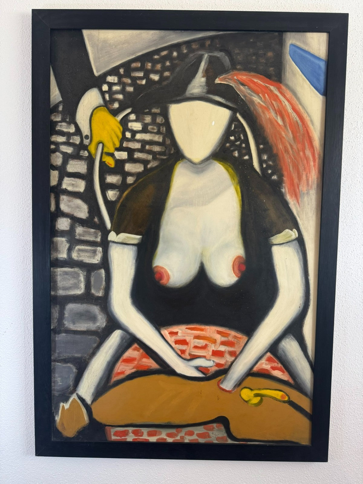 Modernes Ölgemälde von 1980 Akt Erotik Portrait signiert Huber 70x102cm
