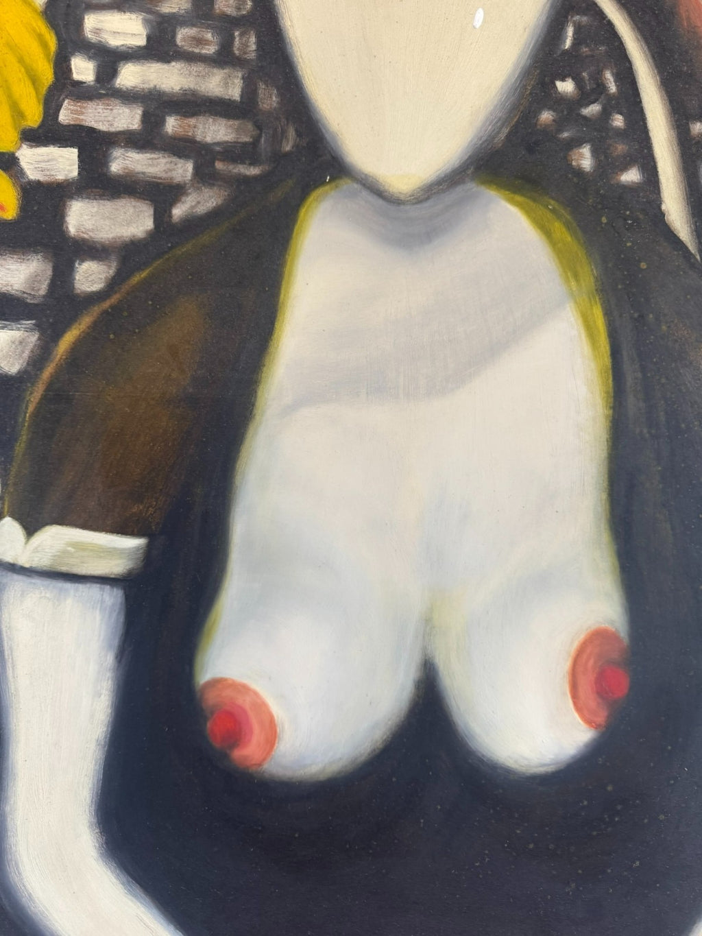 Modernes Ölgemälde von 1980 Akt Erotik Portrait signiert Huber 70x102cm