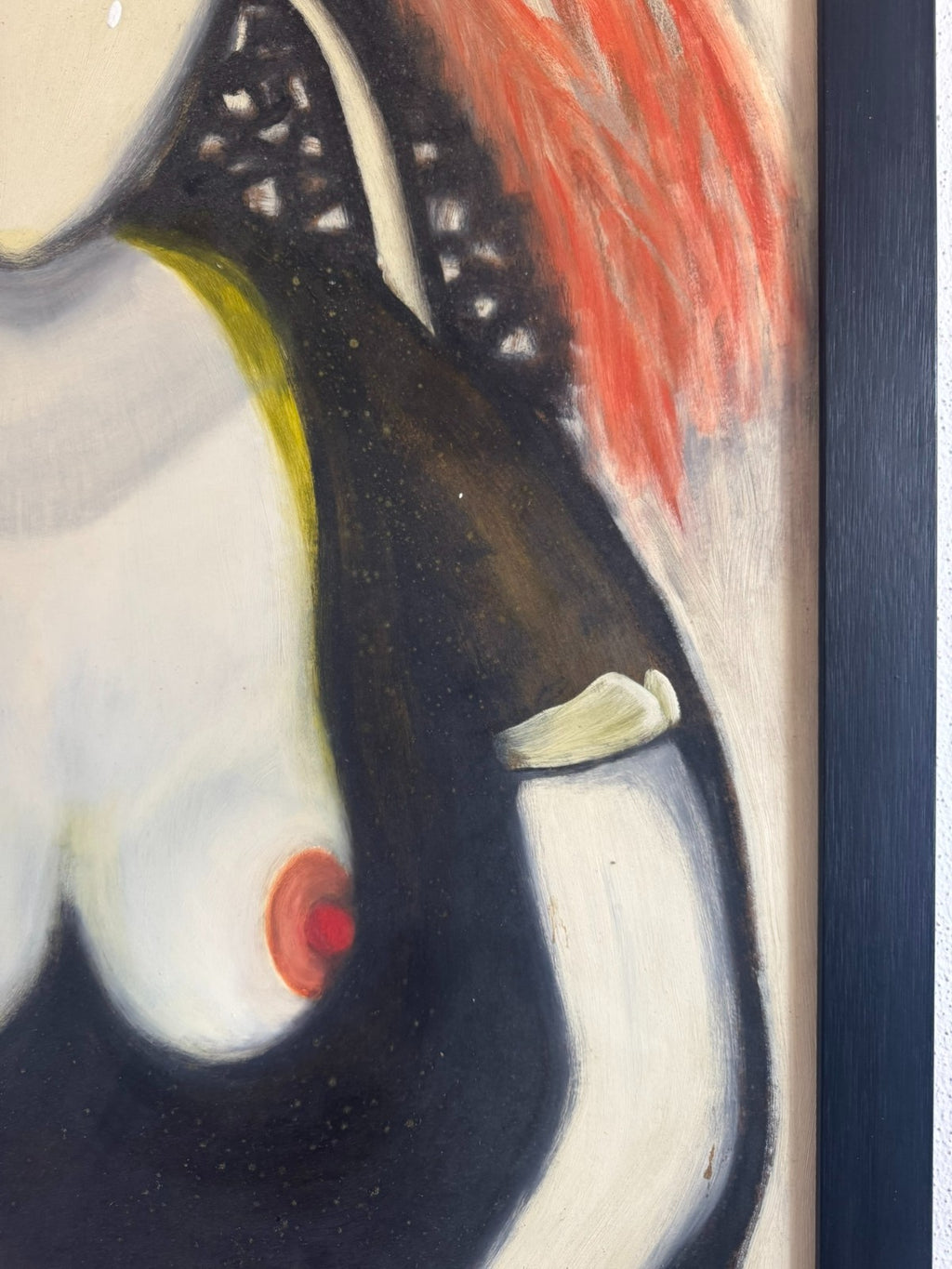 Modernes Ölgemälde von 1980 Akt Erotik Portrait signiert Huber 70x102cm