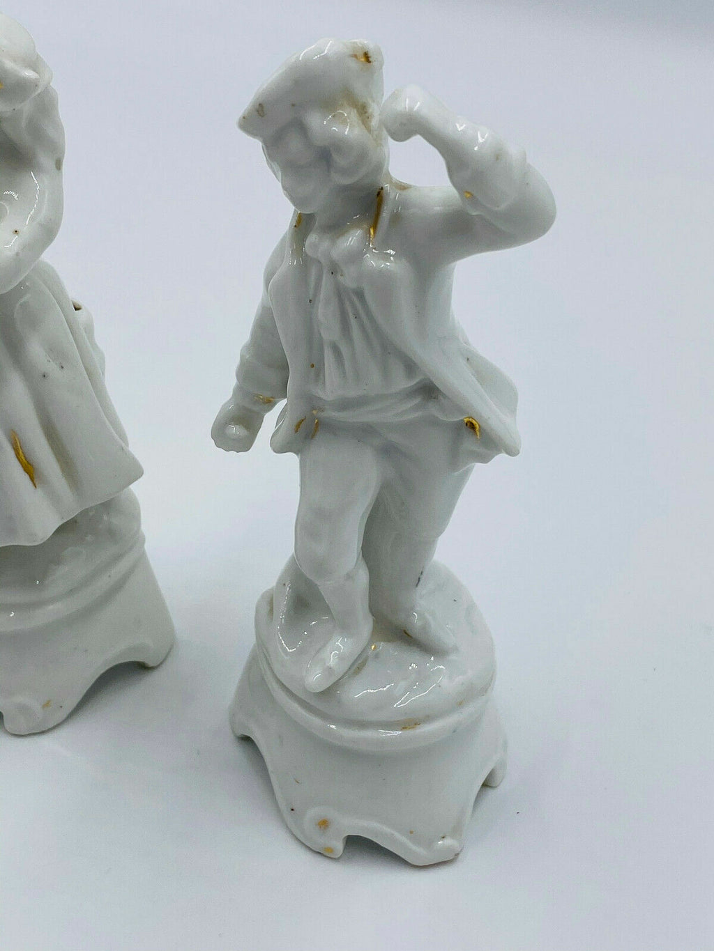 Paar antike Porzellan Figuren um 1800 Frau mit Tamburine und Tanzender Mann