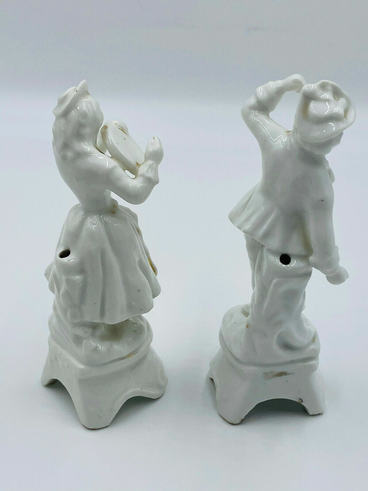 Paar antike Porzellan Figuren um 1800 Frau mit Tamburine und Tanzender Mann