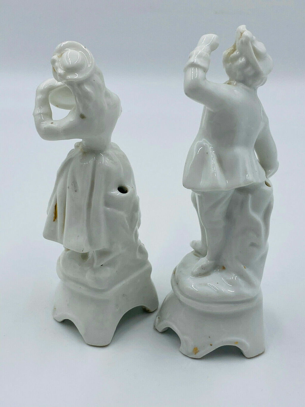 Paar antike Porzellan Figuren um 1800 Frau mit Tamburine und Tanzender Mann