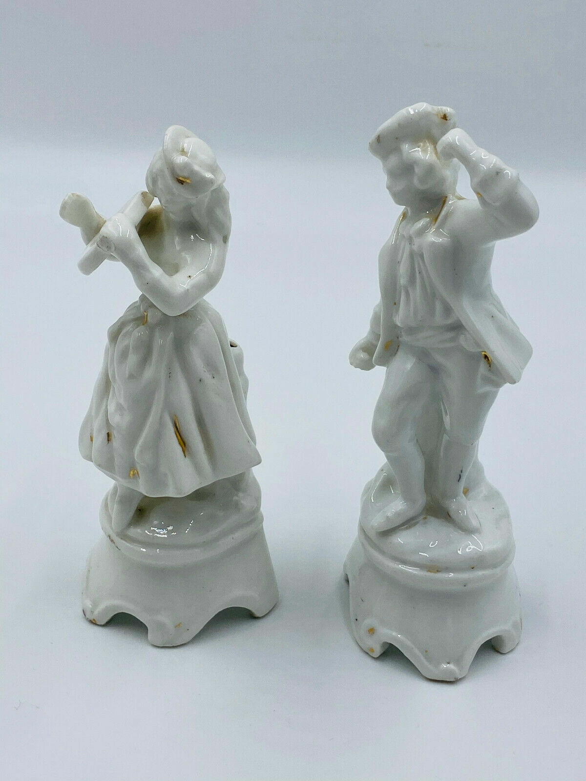 Paar antike Porzellan Figuren um 1800 Frau mit Tamburine und Tanzender Mann