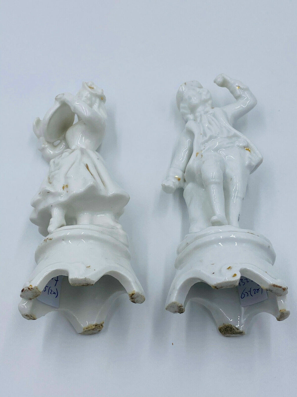 Paar antike Porzellan Figuren um 1800 Frau mit Tamburine und Tanzender Mann