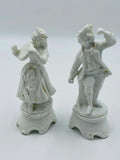 PAAR ANTIKE PORZELLAN FIGUREN UM 1800 FRAU MIT TAMBURINE UND TANZENDER MANN