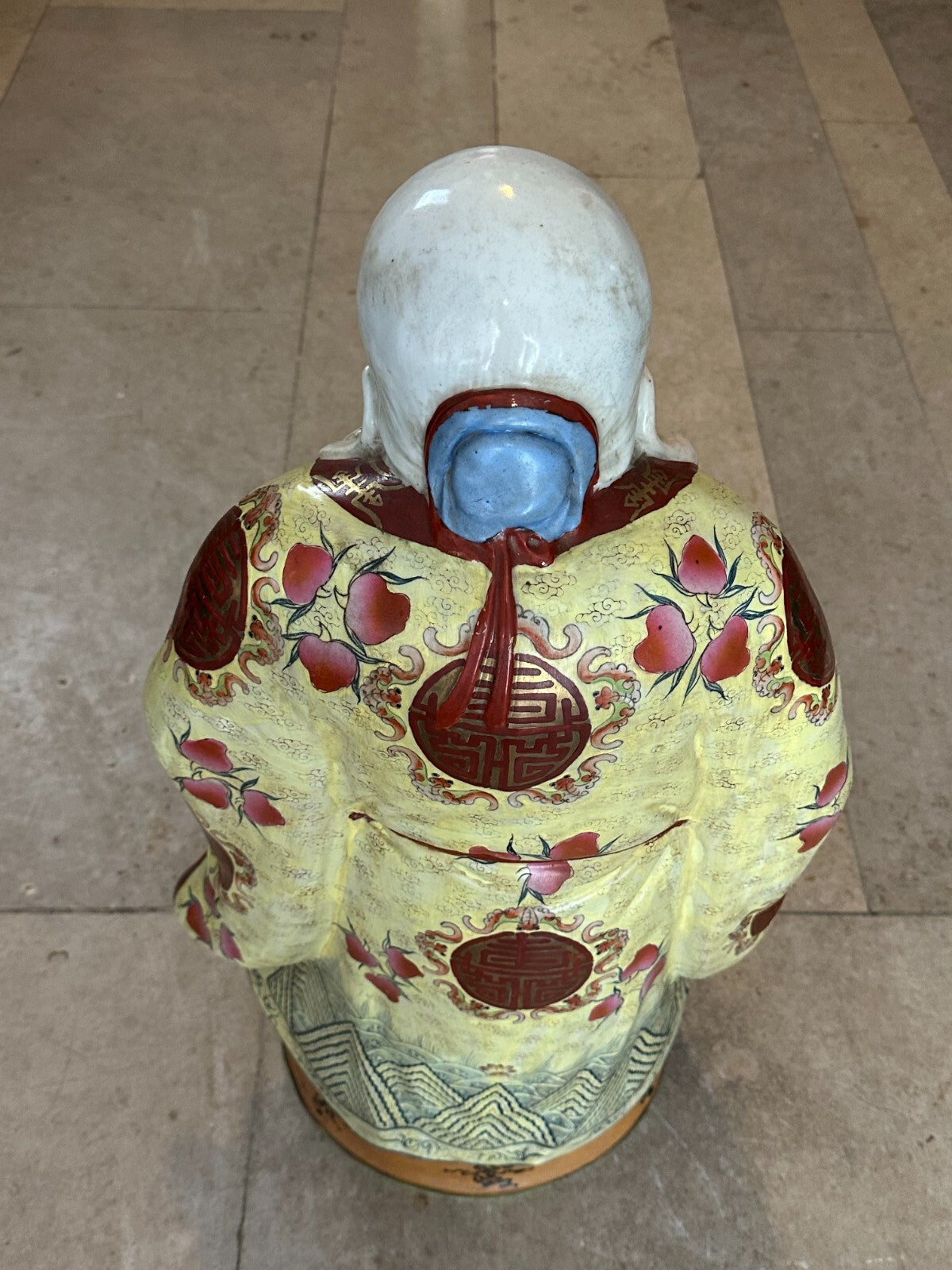 Grosse Porzellan Figur China Gelehrter mit Kranich handbemalt 70cm
