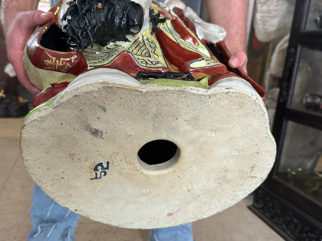 Grosse Porzellan Figur China Gelehrter mit Kranich handbemalt 70cm