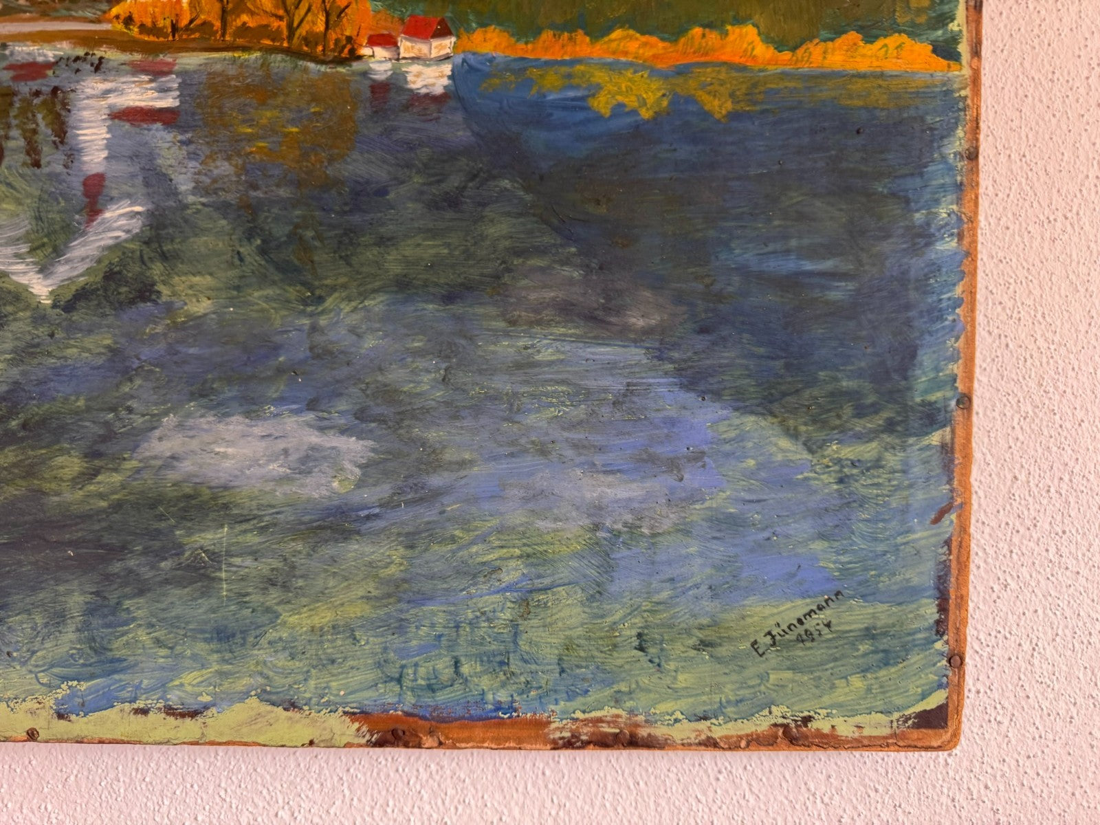 Ölgemälde See Landschaft signiert E. Jünemann