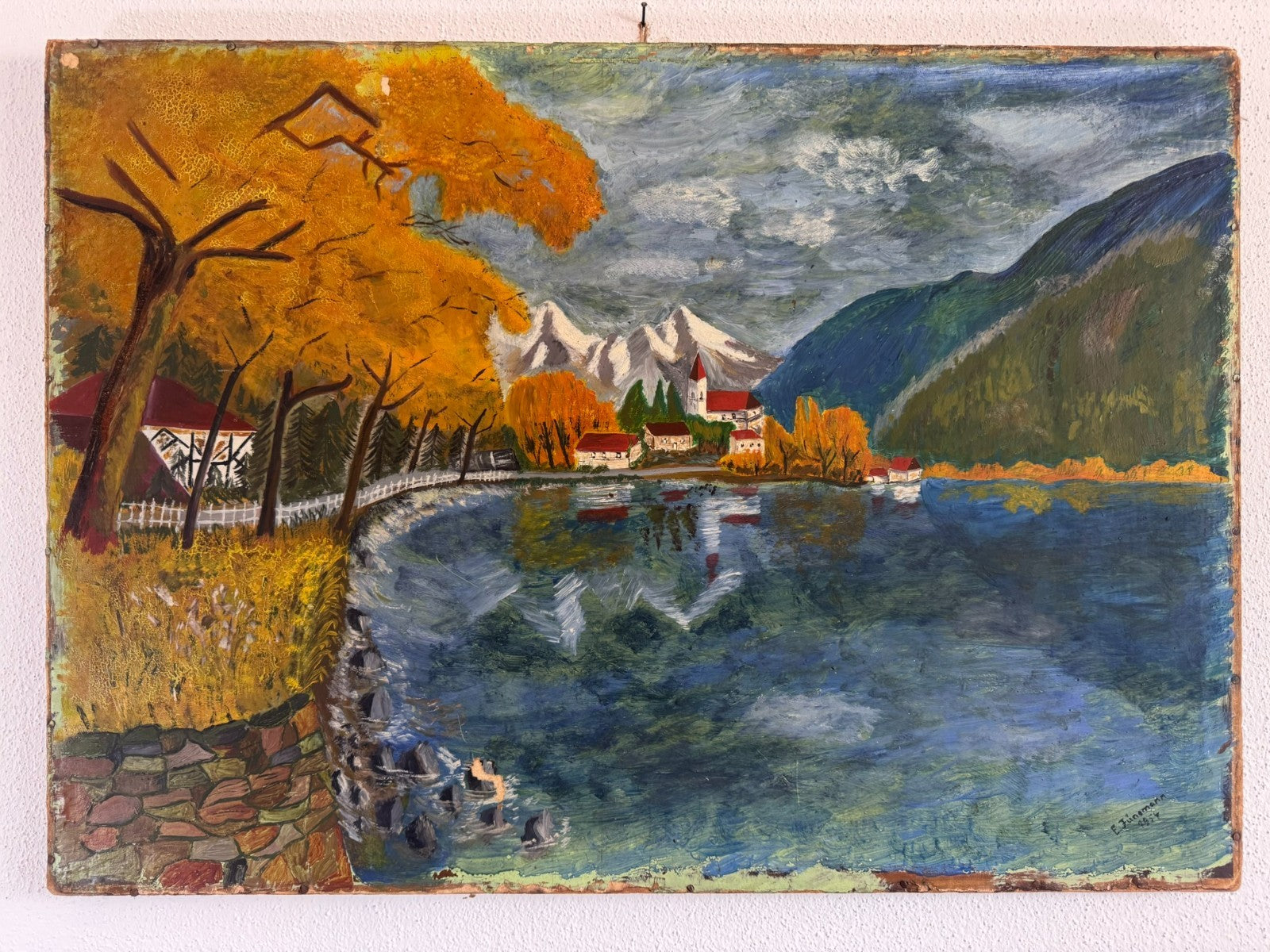 Ölgemälde See Landschaft signiert E. Jünemann