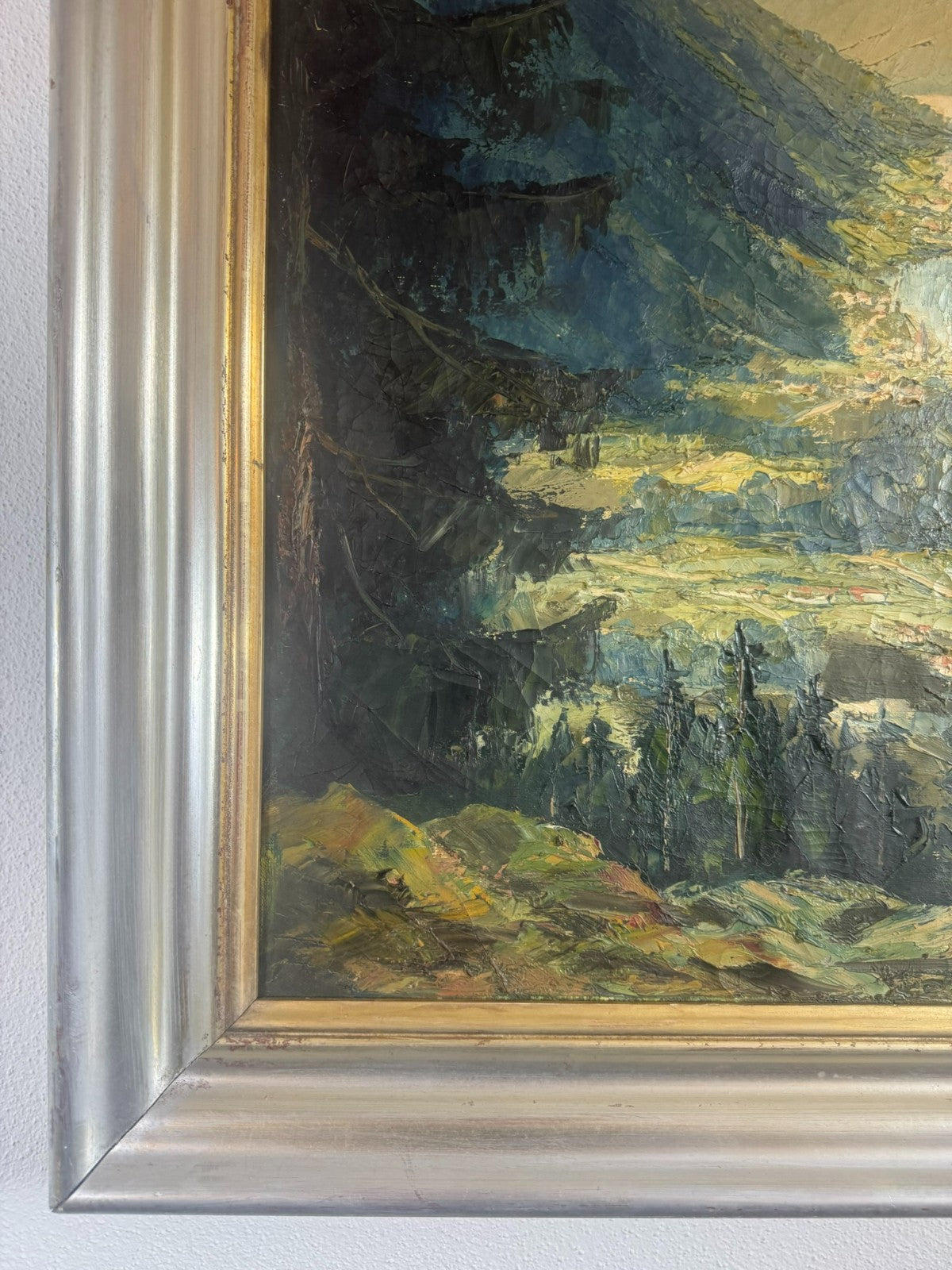 Antikes Ölgemälde Landschaft See vor Gebirge signiert Hans Hösch