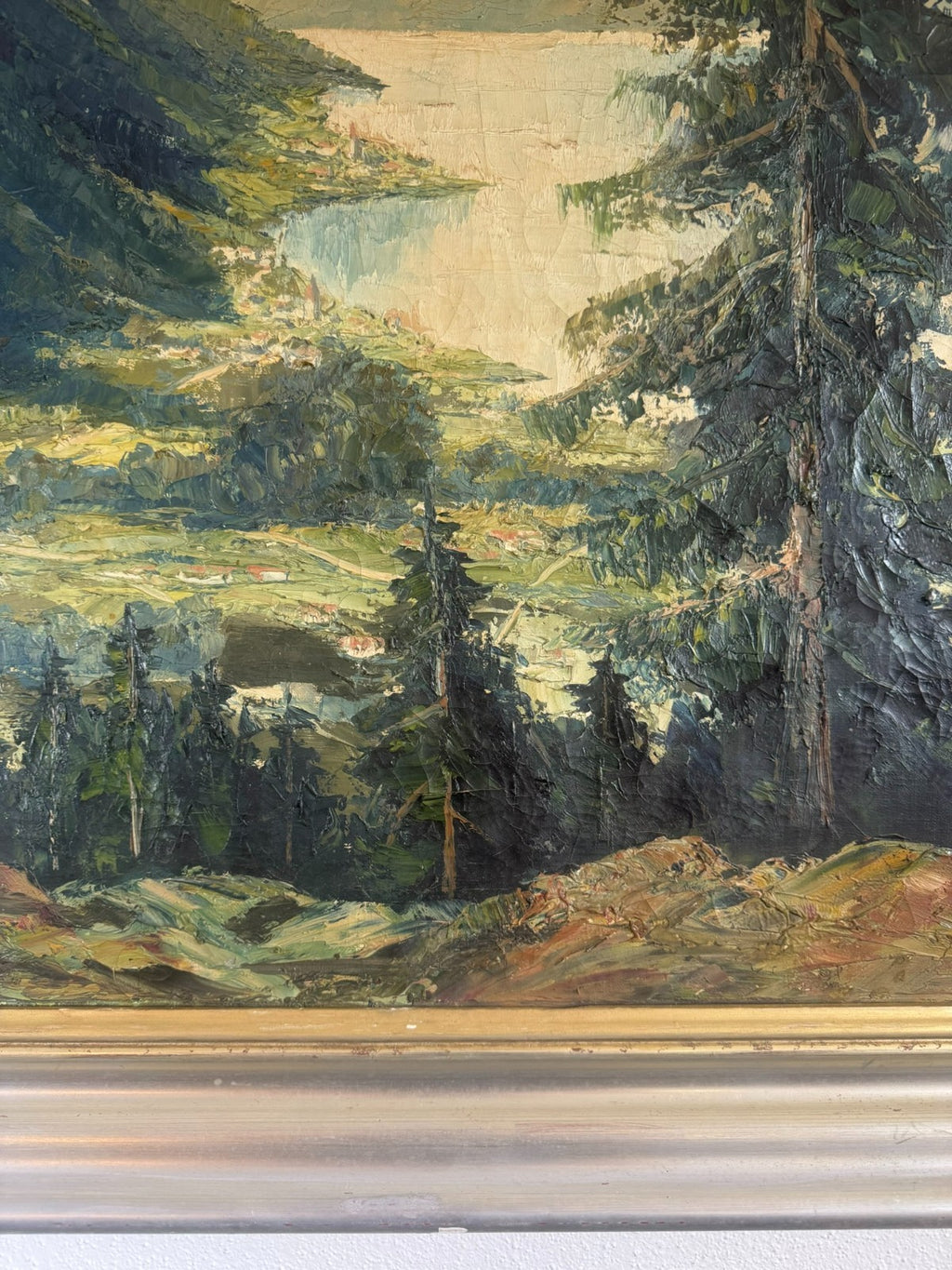 Antikes Ölgemälde Landschaft See vor Gebirge signiert Hans Hösch
